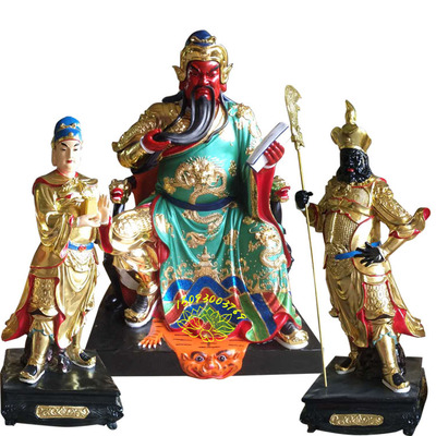 关二爷老关爷神像厂家 关平周仓彩绘细节图 关圣帝君