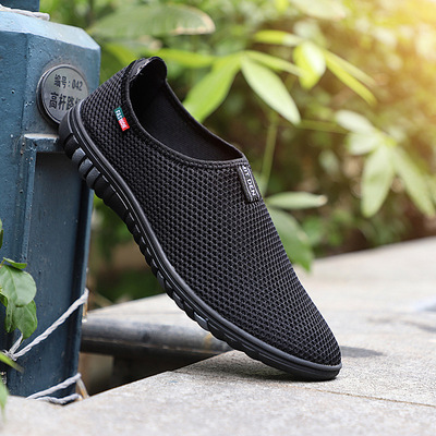 夏季网鞋男透气薄款网布防臭轻便防滑软底运动休闲青年懒人网面鞋