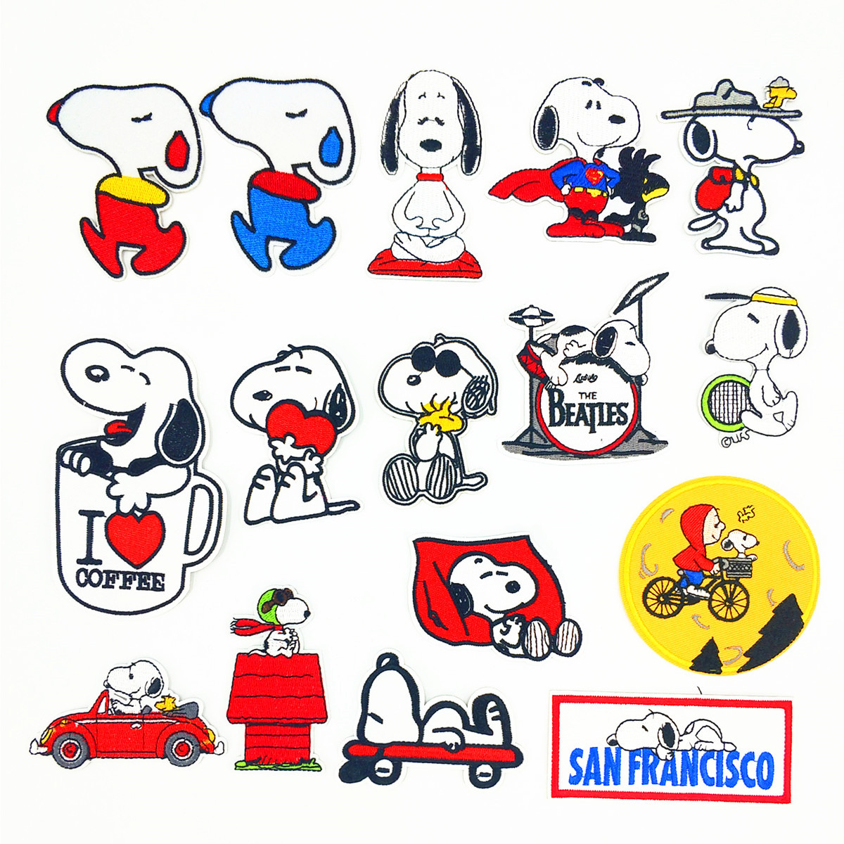 现货卡通刺绣布贴史努比狗章仔绣花贴服装辅料外贸货源可定制布贴