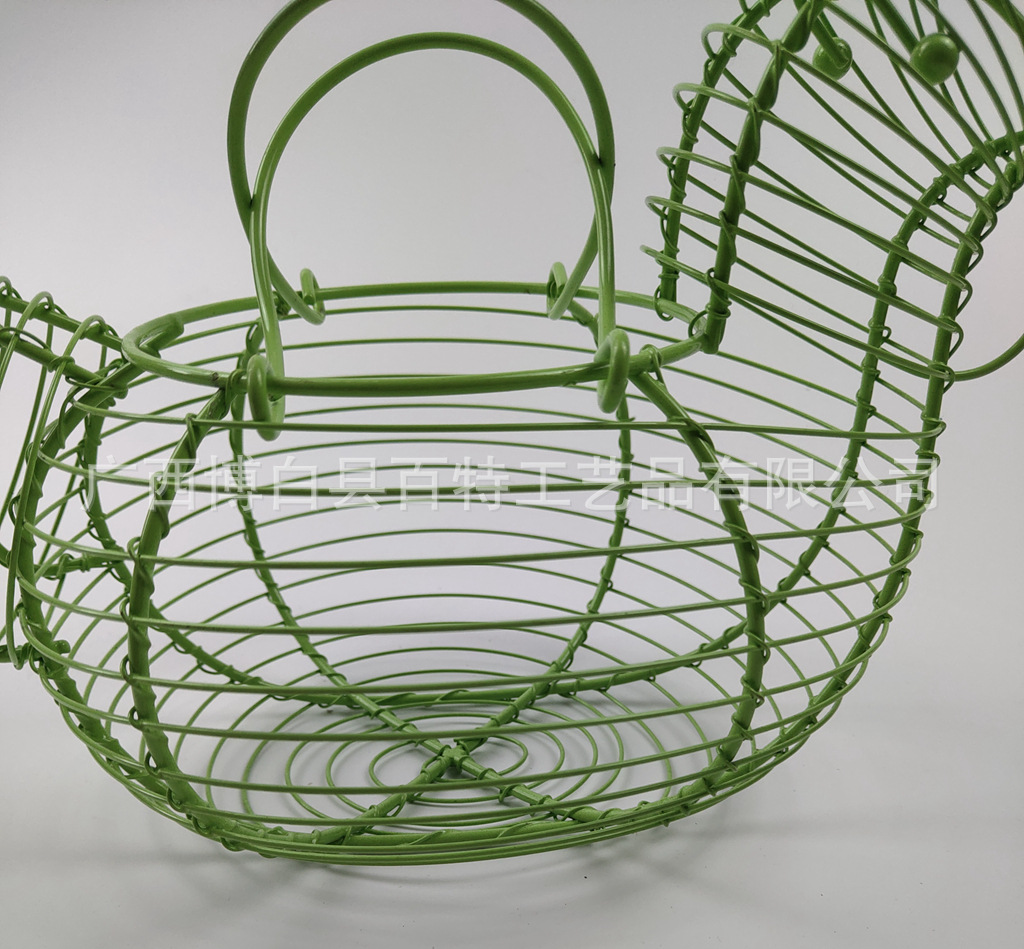 铁线编织鸡蛋鸭蛋提篮 厨房储物篮 公鸡篮 动物造型篮子 拍照道具