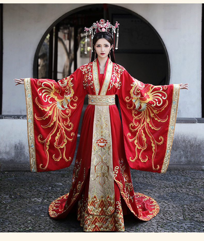 秀禾服新娘2022新款中式婚纱结婚汉服凤冠霞帔古装拖尾情侣婚服女