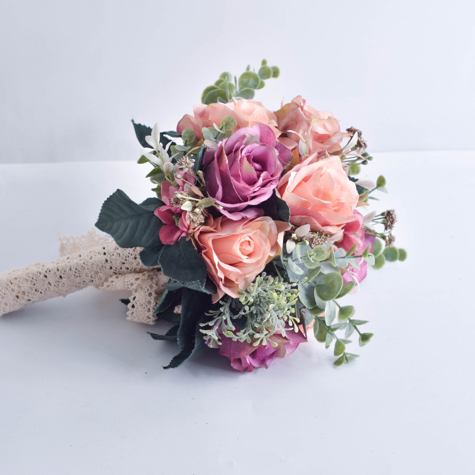 欧美婚庆用品婚礼新娘手捧花 批发韩式仿真花束新娘花结婚手捧花