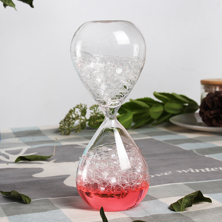抖音ins流行透明水滴型高硼硅液体沙漏计时器圣诞新年礼物摆件