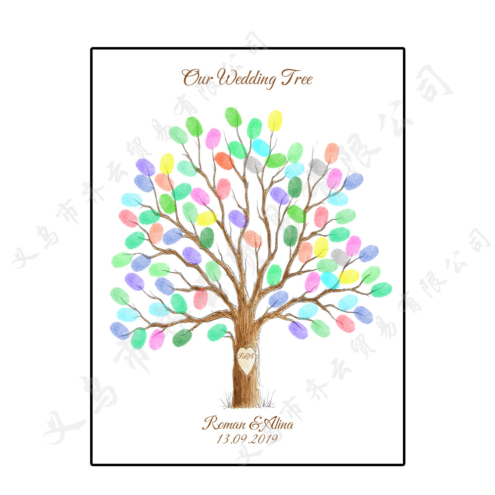 创意指纹diy手指画 婚礼聚会公司年会个性指纹签到画签到树 hk039