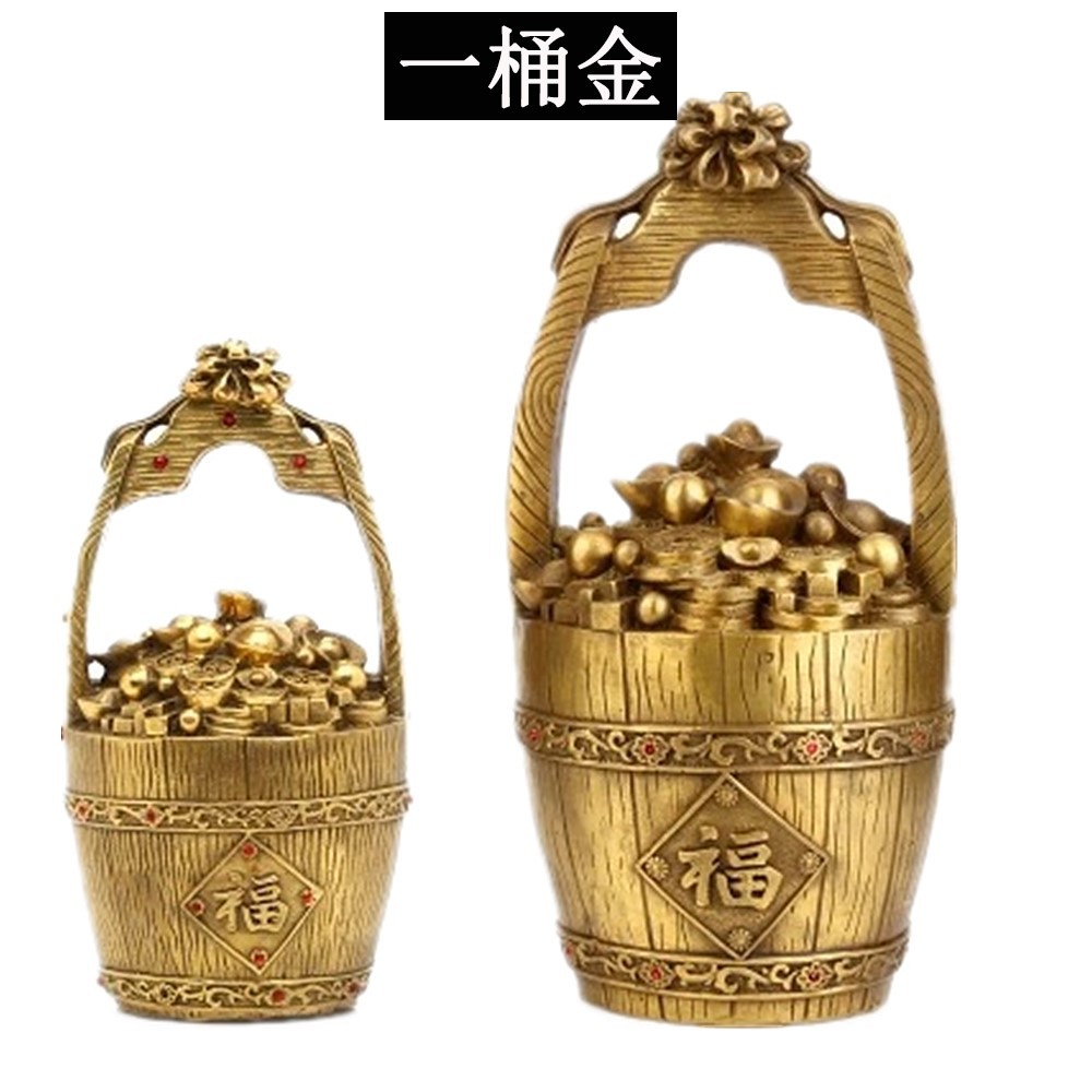 厂家直销黄铜仿古桶摆件十二生肖一桶金办公室财桶家居金桶水桶