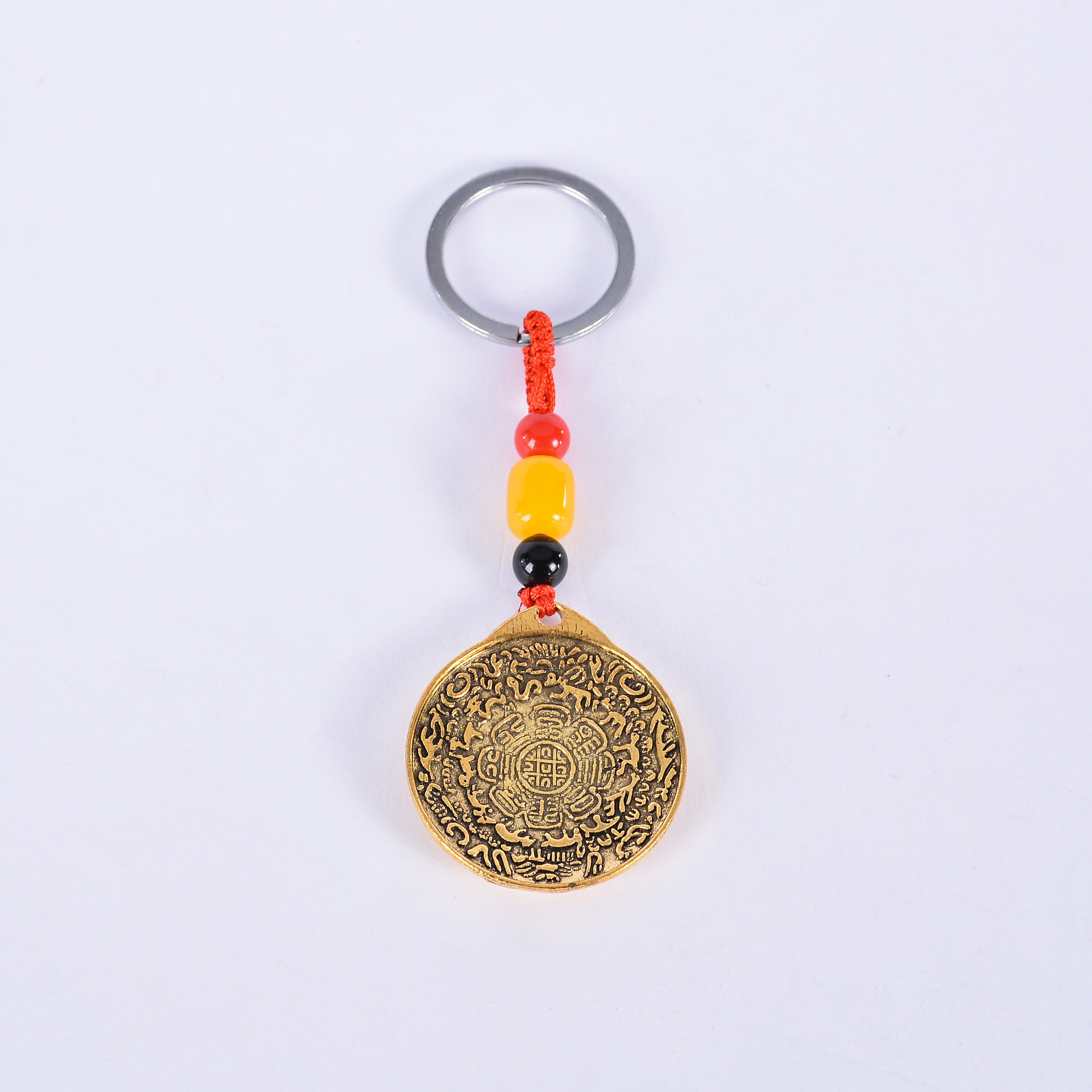 Small Copper Bagua Keychain Qing Dynasty Five Emperors' Coins Ornaments Antique Copper Bagua Automobile Hanging Ornament