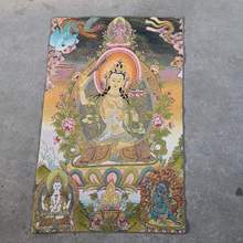 西藏佛像尼泊尔画像织锦绣观音唐喀刺绣丝绸绣唐卡玄关古玩装饰画