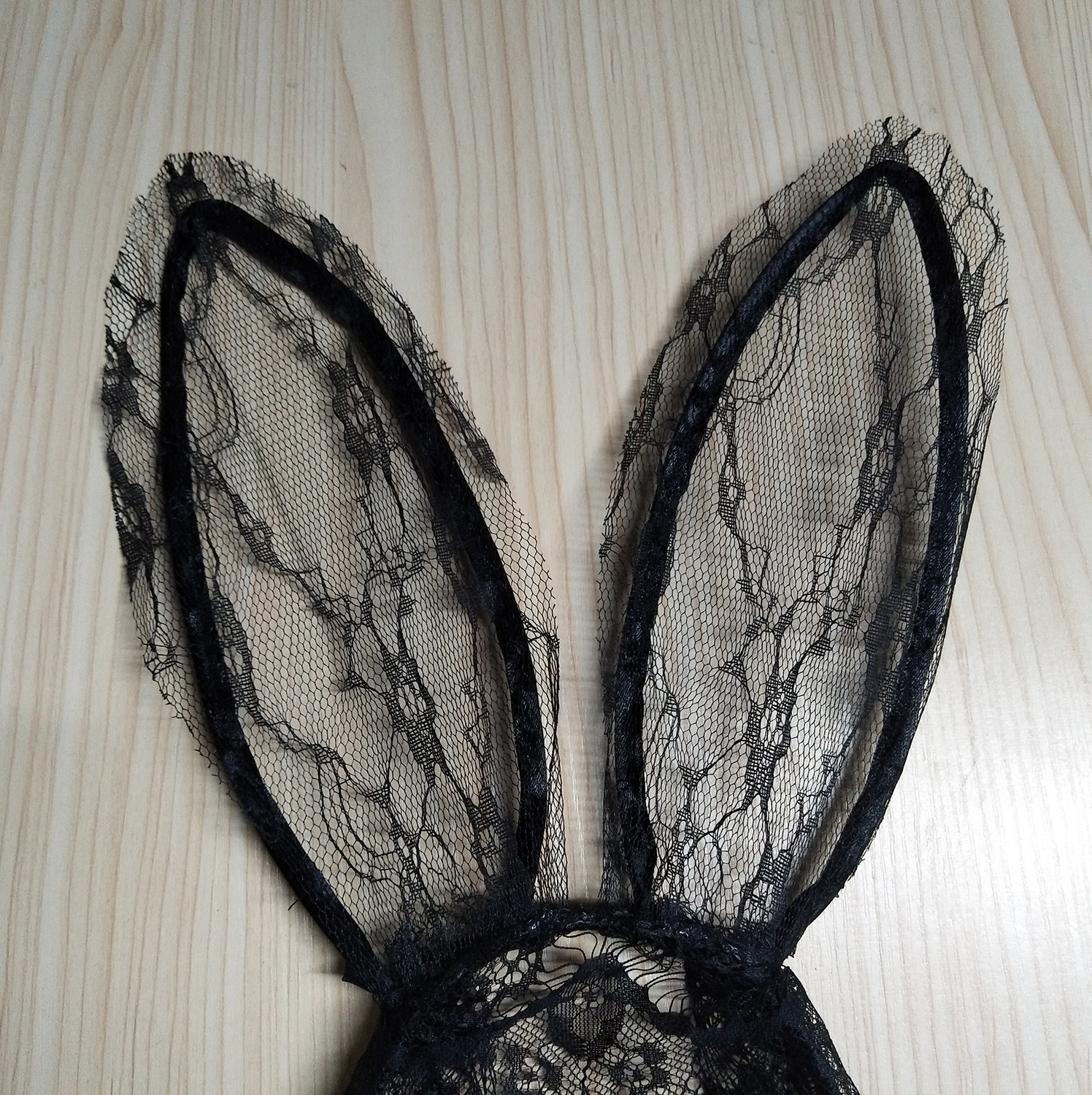 实拍 配饰兔子头饰 蕾丝兔耳朵面纱发箍 黑色遮面兔女郎耳朵