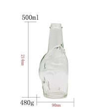 新款500ml丝口果汁瓶玻璃饮料瓶 宽口猫瓶苹果醋瓶沙棘汁芒果汁瓶