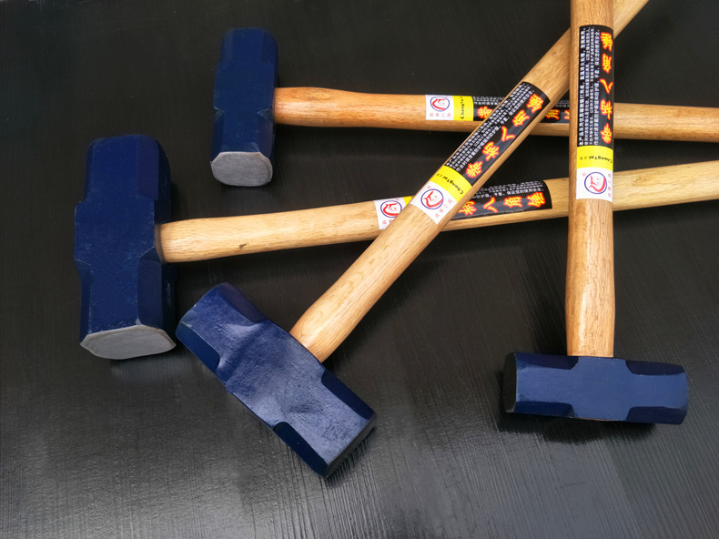 8p18磅碳钢锻打带木柄大锤 铁榔头 大锤 木把八角大铁锤 锤子