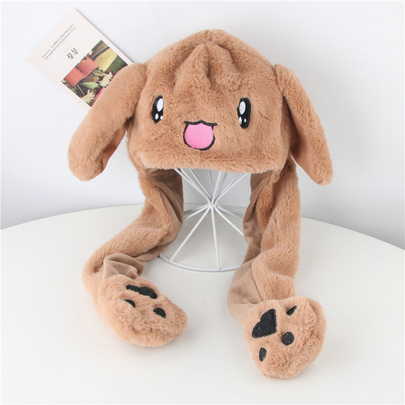 抖音同款加绒保暖小动物帽子女童网红可爱长耳朵会动皮卡丘帽潮