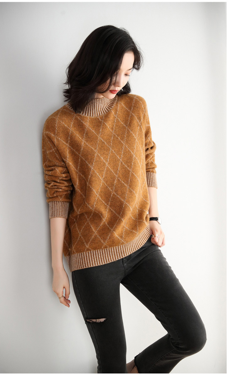 半加厚毛衣女冬高领2019新款时尚高领打底针织衫女套头宽松上