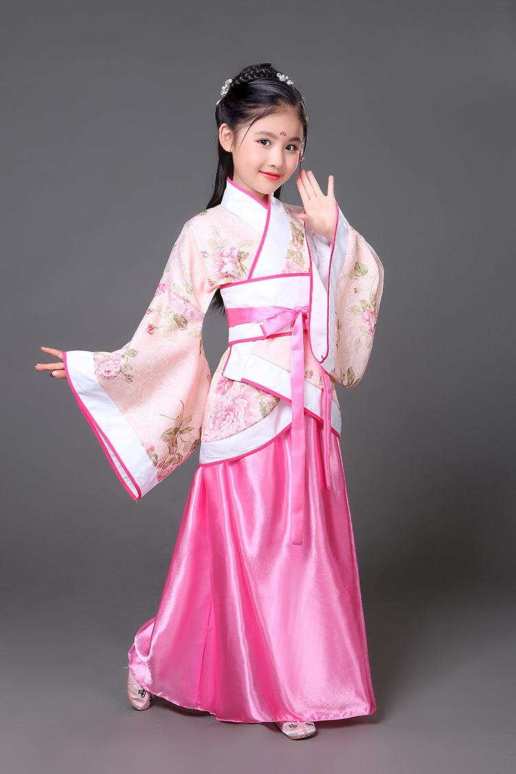 儿童古装汉服女童襦裙中国风仙女演出服古代公主古筝影楼写真服装