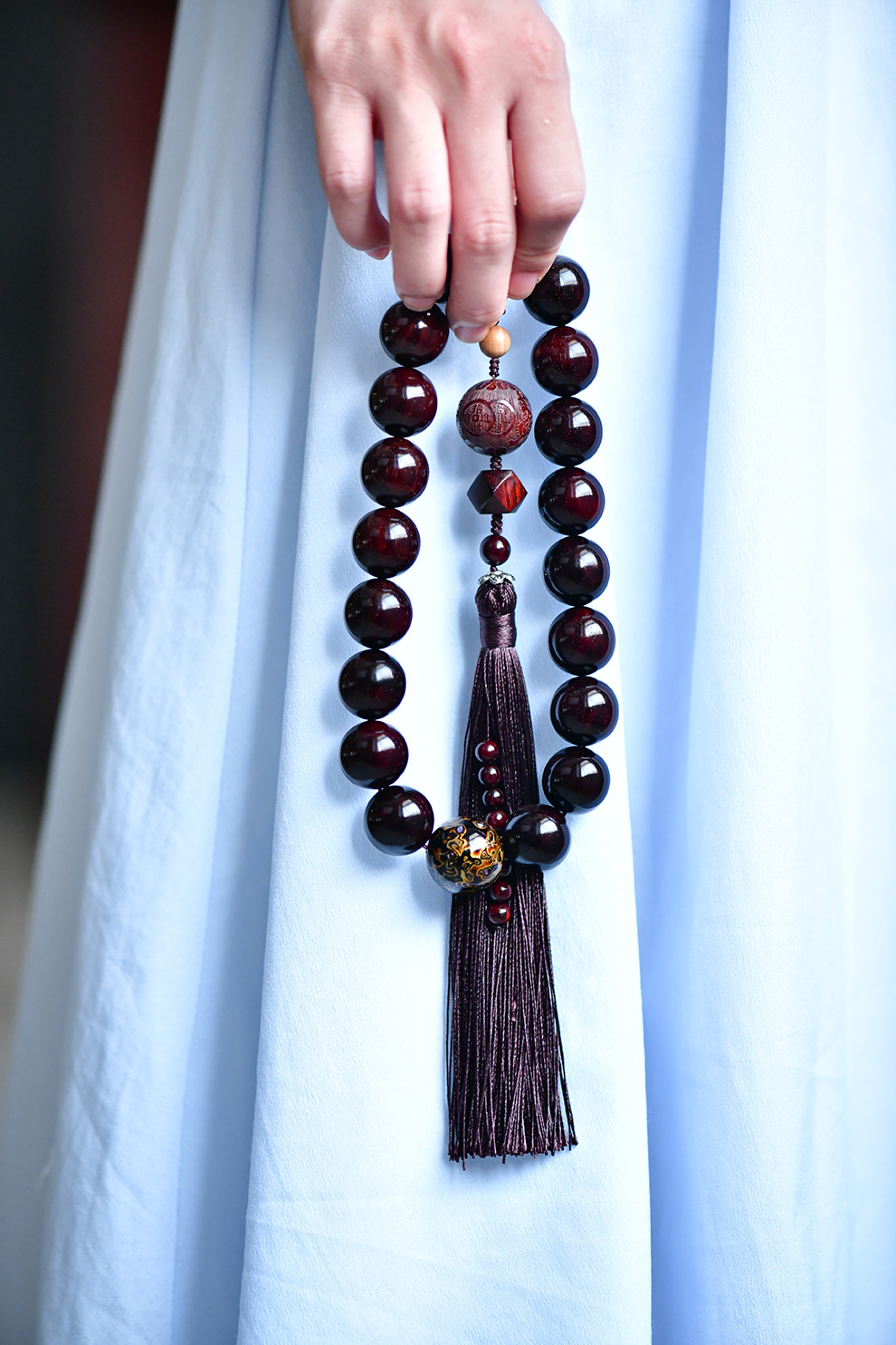 印度小叶紫檀手串老料高油密金星紫檀手持念珠车挂珠文玩佛珠手串