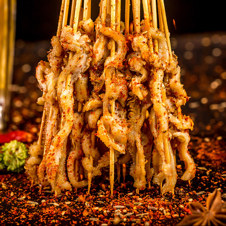 厂家批发牛肚风味小肉串 中街夜市小串冰鲜小串 冷冻半成品毛肚串