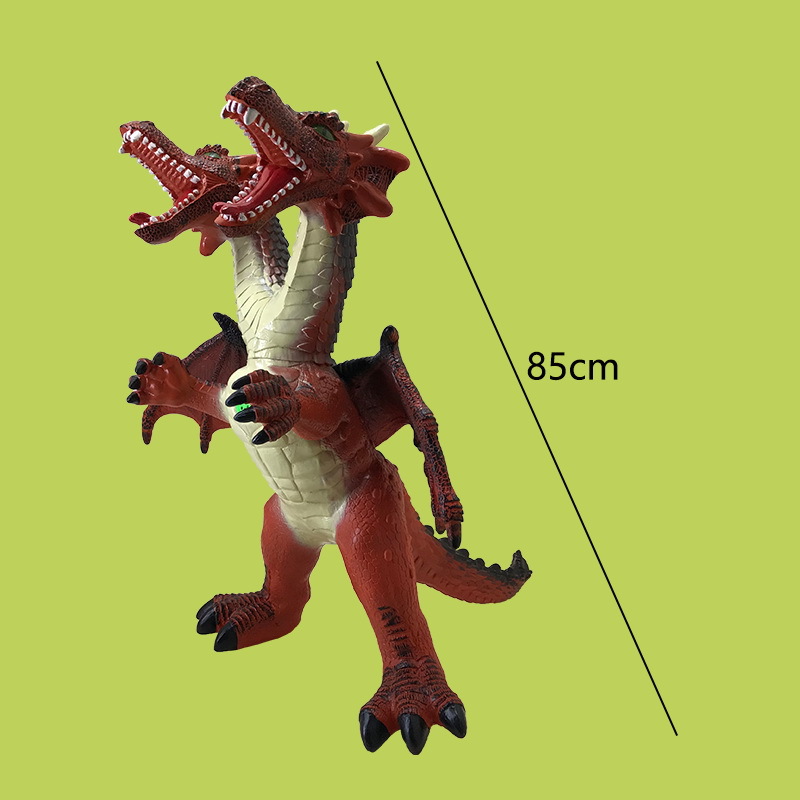 仿真双头飞龙软胶特大模型85公分带叫声儿童玩具西方魔龙怪兽恐龙