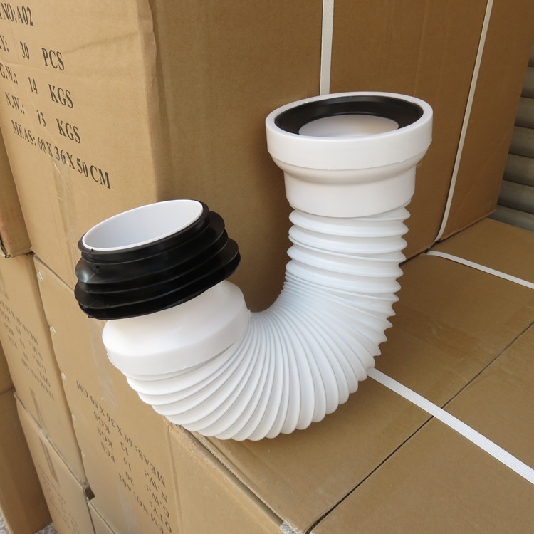 马桶伸缩排污管坐便器钢丝弹簧下水管任意弯曲防臭黑色排污管