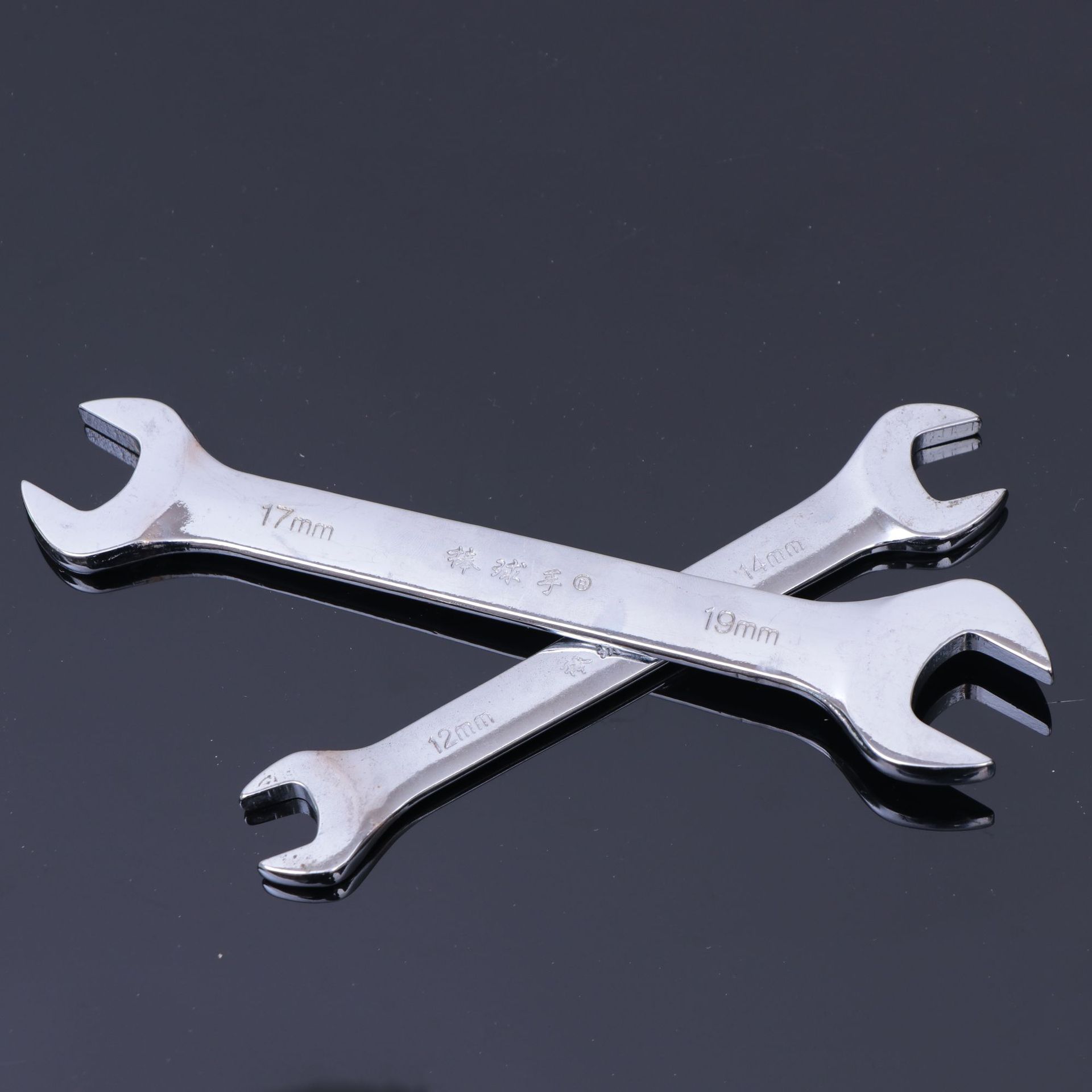 棒球手五金工具手动呆扳手8-32mm镜面开口扳手45钢双头开口扳手