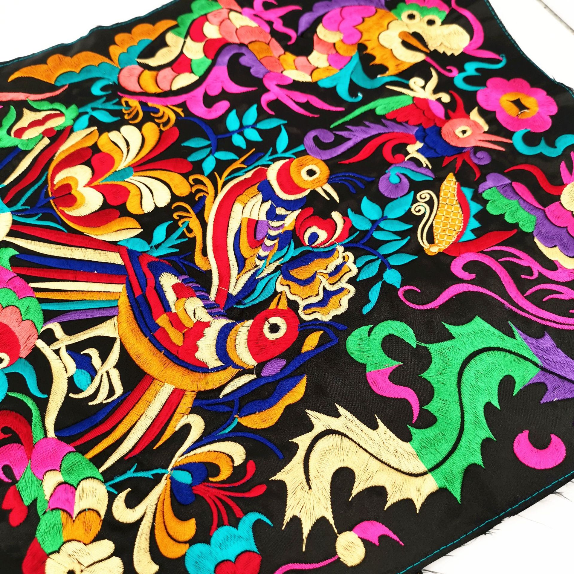 中国风方形刺绣大号民族风电脑绣布贴牛仔箱包配件辅料外贸品质