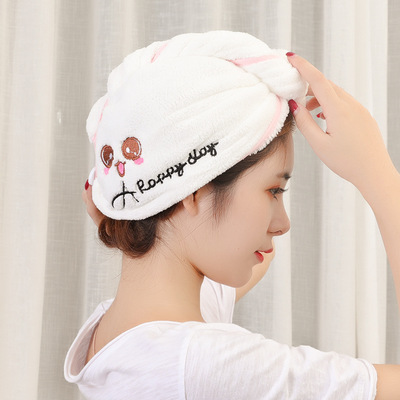 韩式干发帽 网红同款爱心珊瑚绒干发帽 洗头速干吸水毛巾帽子厂