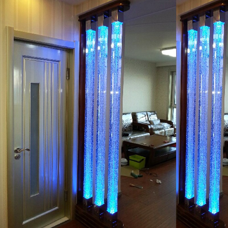 水晶柱玻璃柱子隔断玄关屏风内雕柱气泡柱灯透明玻璃柱