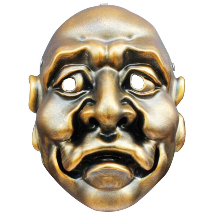 铜色中国古风西游记笑面佛十八罗汉面具古傩脸谱舞龙舞狮面罩笑脸