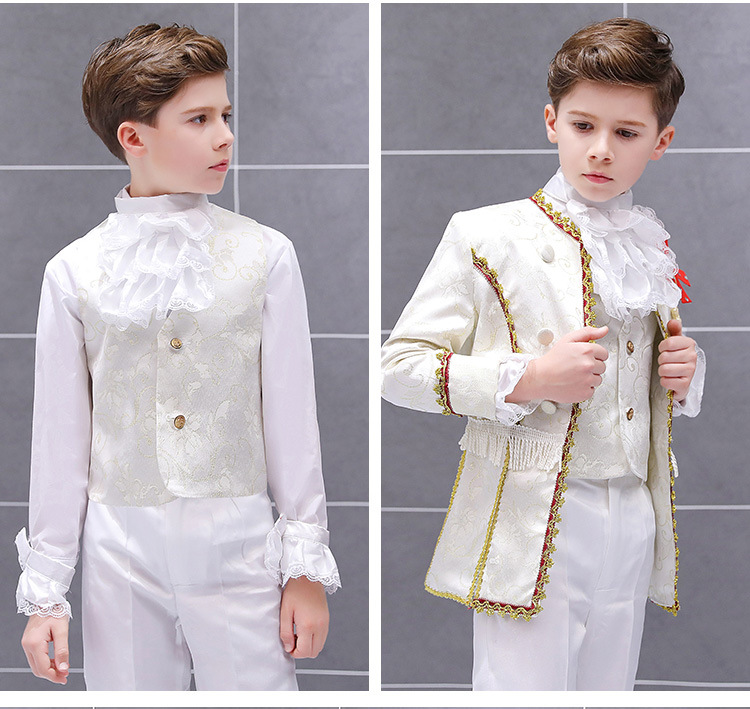 儿童六一欧洲宫廷服装演出礼服男舞台复古白马王子欧式表演服套装