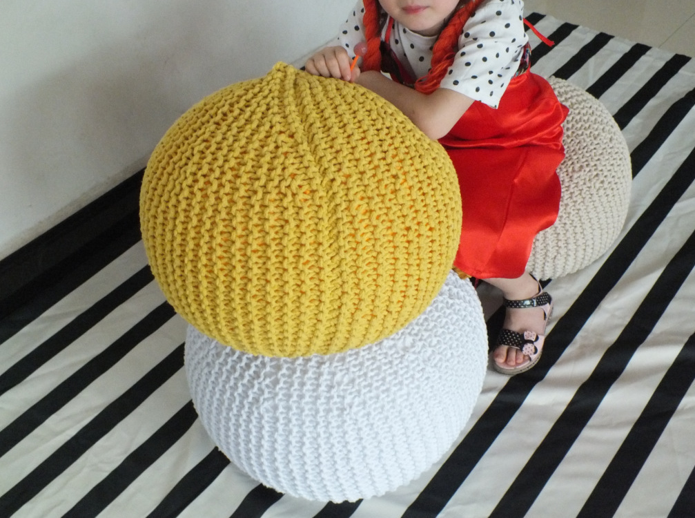 北欧手工编织简约可拆洗圆墩创意垫客厅懒人沙发榻榻米搁脚凳换鞋