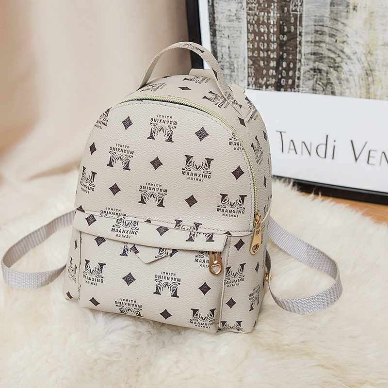 Fashion British Style Printing Multi-Functional Backpack Retro Mini Schoolbag Mobile Coin Purse Shoulder Messenger Bag