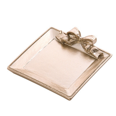 Wholesale Gold and Silver Color Bowknot Resin Tray Small Plate Jewelry Plate Ring Necklace Storage Tray Household Heat Insulation Coaster