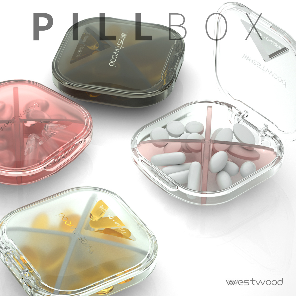 TP-002 Westwood食品级tritan便携药盒随身携带 X药品药片