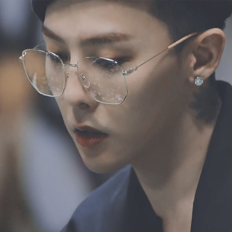 权志龙同款复古金丝眼镜网红防蓝光大框显脸小素颜镜框架平光男女-阿