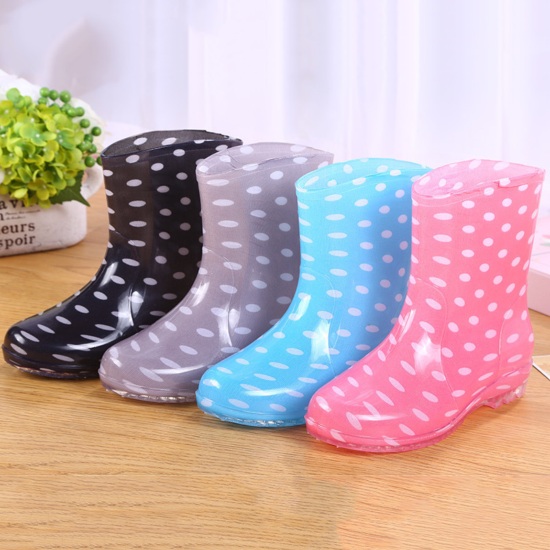 女士时尚四季保暖加绒短筒雨靴厨房工作鞋防滑防水鞋胶鞋套鞋