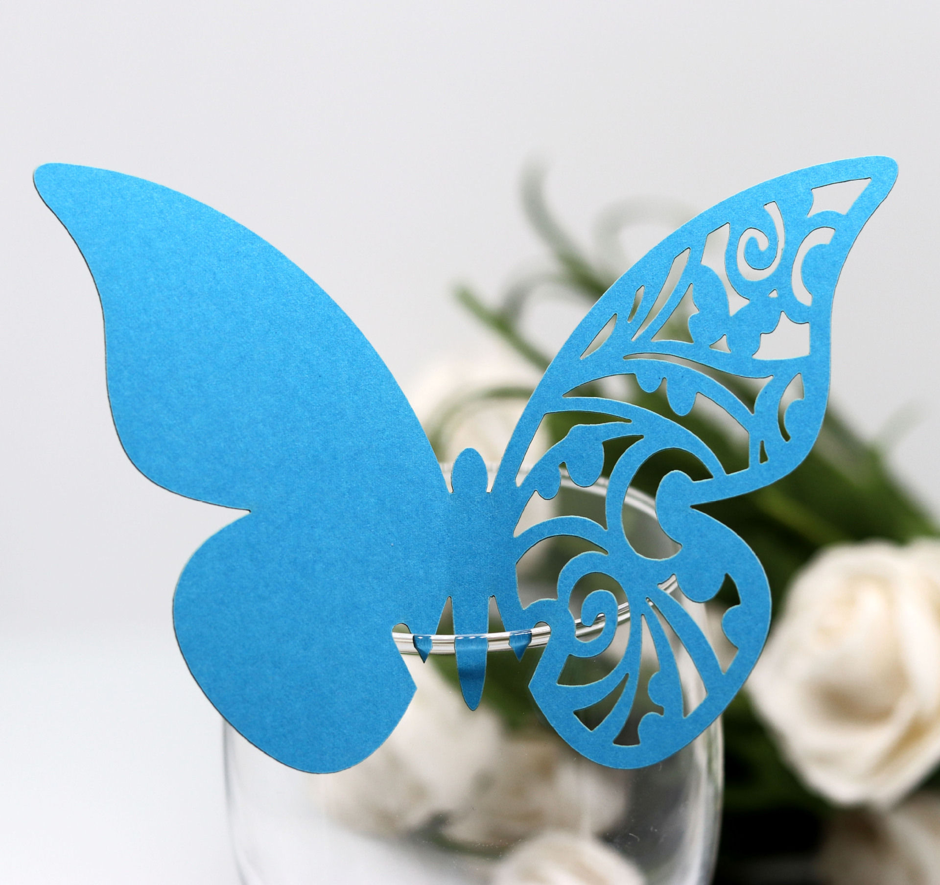 出口创意镂空席位卡,蝴蝶红酒杯卡,纸插卡,浙江厂家批发