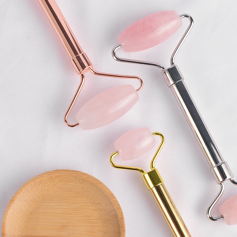 金属脸部玉石滚轮按摩器 v脸美容锌合金手柄 厂家直供