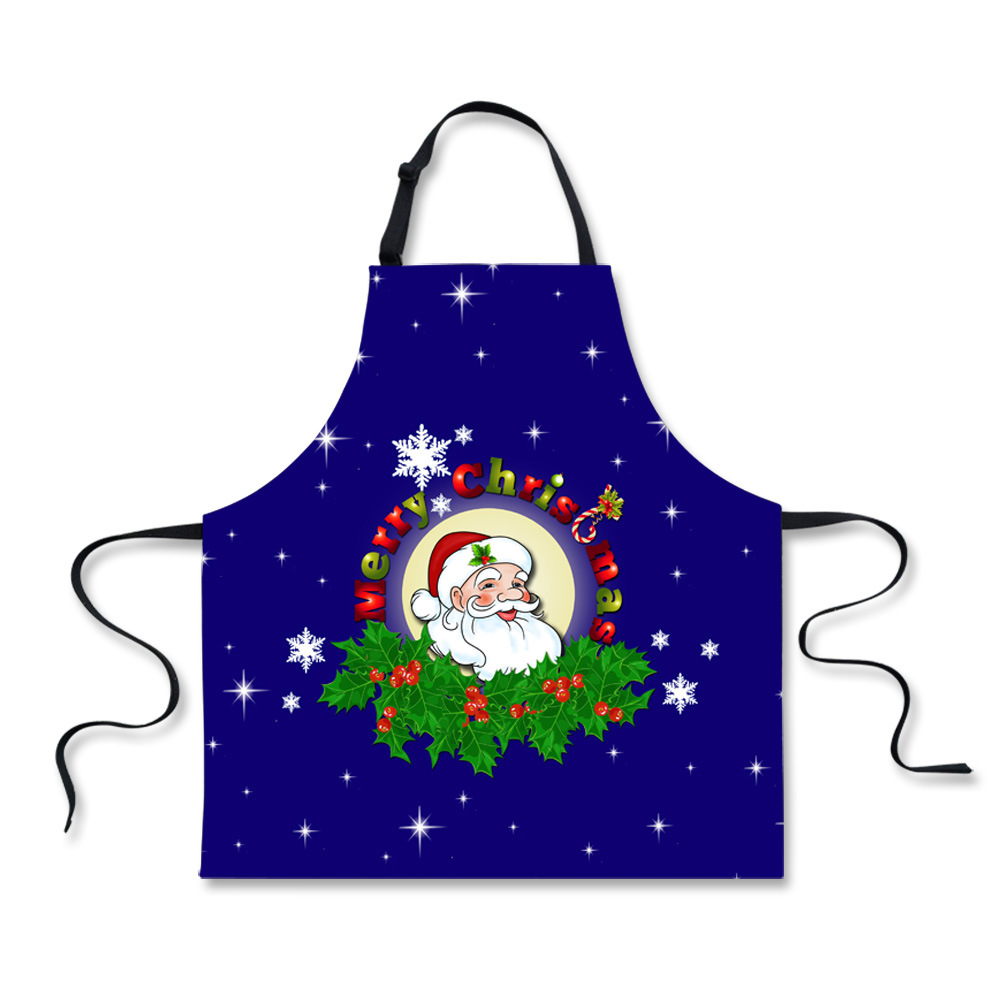 厂家直供圣诞节围裙来图案定制厨房涤棉防污罩套圣诞动物装饰围裙