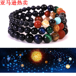 跨境新品白点蓝爱心小桃心手串七彩石瑜伽手链印度玛瑙图画石