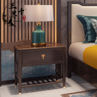 实木床头柜_新中式实木床头柜现代轻奢储物柜大小户型酒店别墅卧室 - 