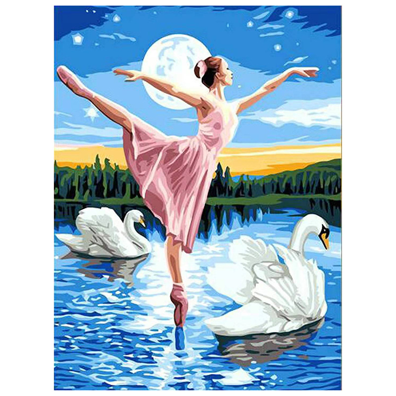 钻石画天鹅舞女孩diy贴钻画工艺礼品跨境电商爆款家居装饰画满钻