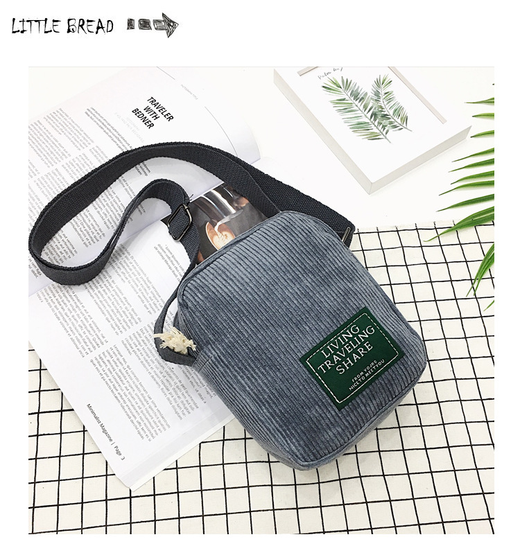 New Casual Messenger Bag Korean Style All-Match Shoulder Bag Simple Corduroy Small Square Bag Sports Outing Small Bag