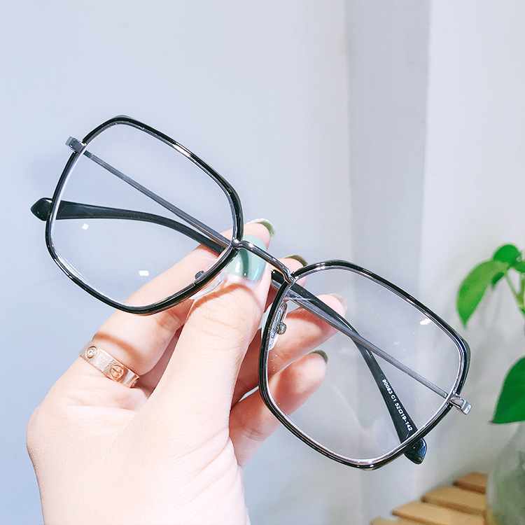 框架眼镜-小香同款透明近视眼镜女配度数超宽边复古多边形眼镜框女厚