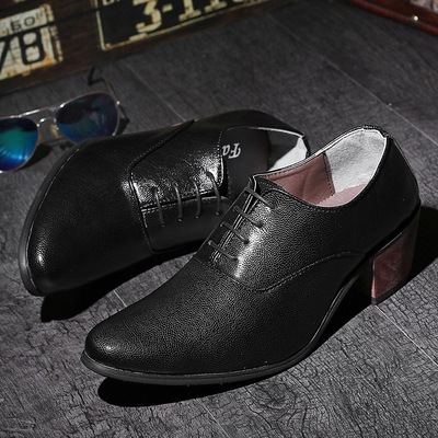 批发时尚皮鞋走秀增高皮鞋光面蓝色男时装皮鞋外贸专供个性夜店鞋