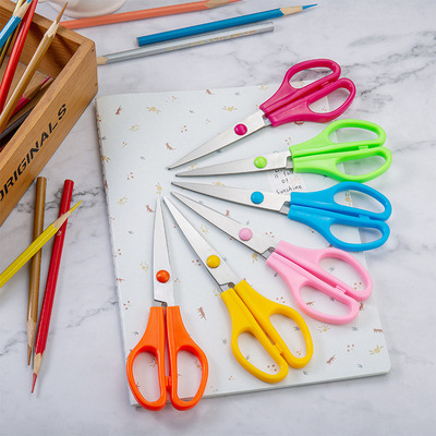批发塑料柄不锈钢儿童益智工具圆头安全手工剪学生办公剪剪纸工具