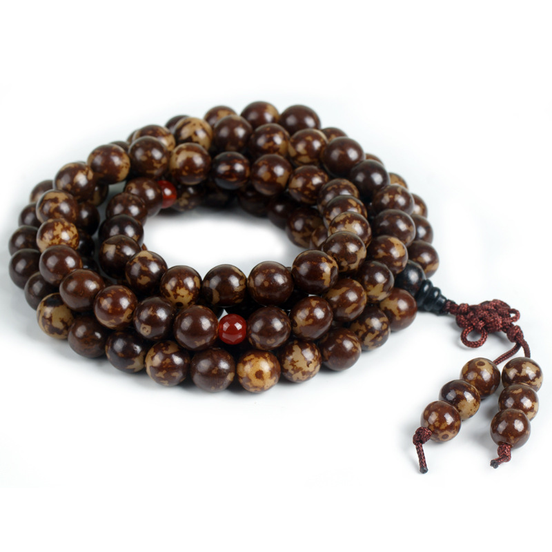 花菩提根菩提子佛珠手串108颗木质佛珠念珠文玩手链带配饰手錬