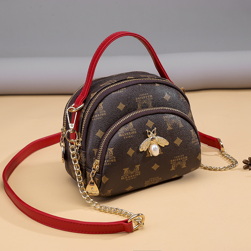 2020新款手提包包女 经典老花单肩斜挎包 多隔层pu时尚链条小背包