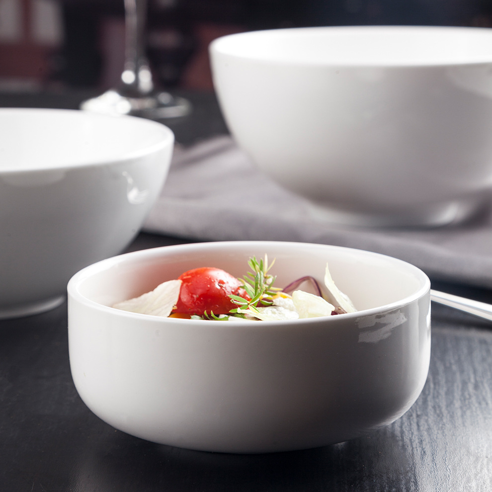 创意韩式陶瓷碗特色酒店餐厅沙拉碗45寸白色时尚小号饭菜碗家用