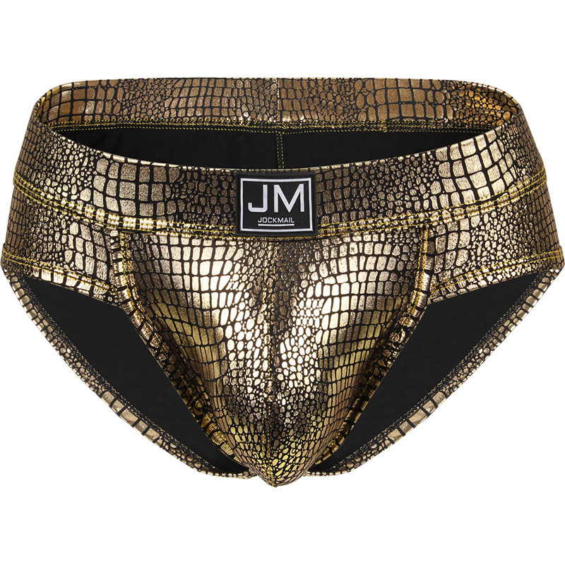 jockmail内裤男三角骚蛇皮纹印花男土三角内裤性感潮个性阴囊托
