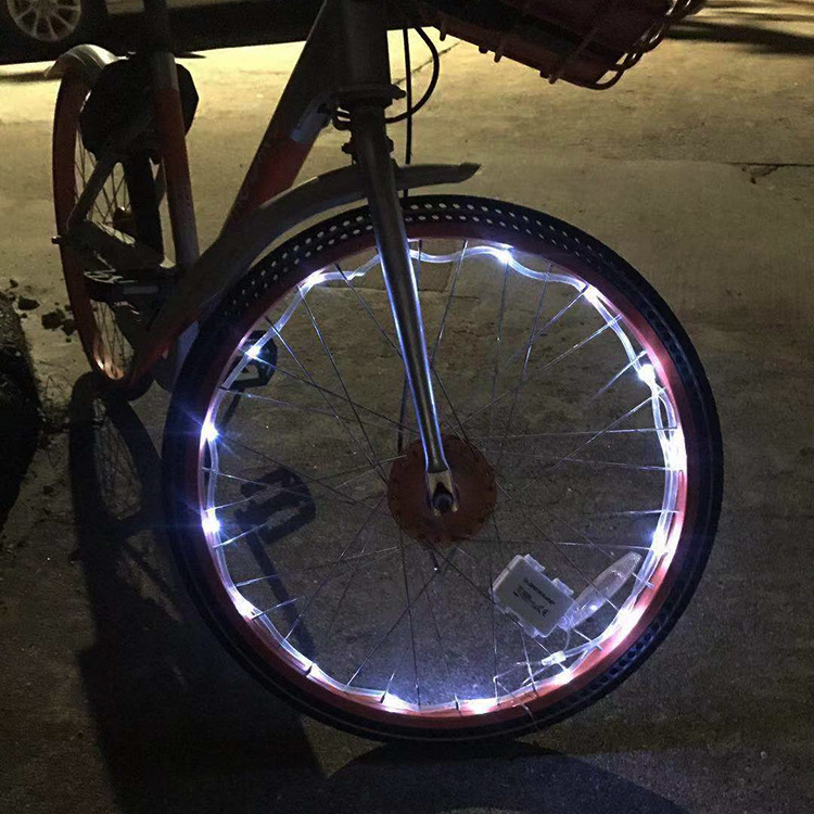 自行车风火轮灯串 led防水电池盒铜线灯串 时尚led山地车轮灯串