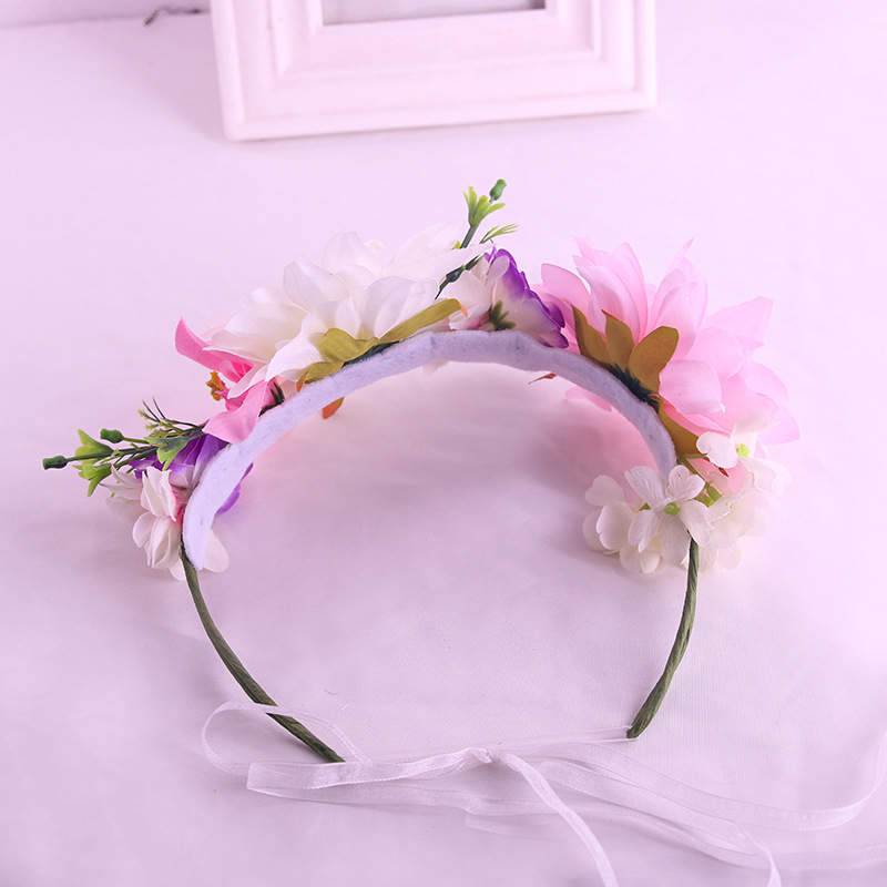 旅游写真夏威夷花环发带饰品 欧美新娘婚礼室外拍照晚宴布艺头花