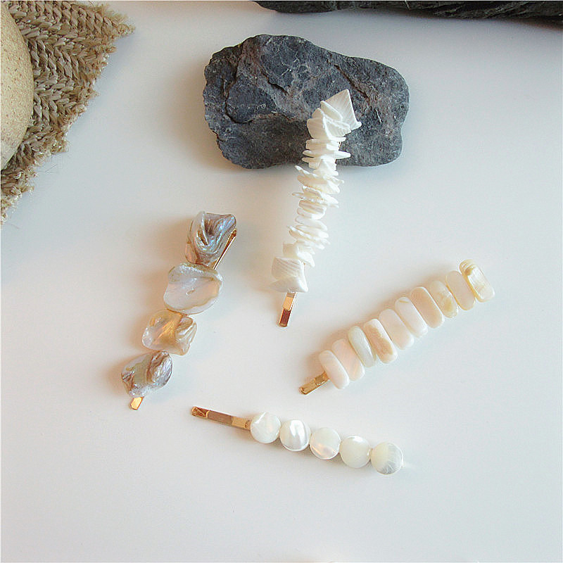 Hot Shaped Natural Pearl Barrettes Korean Temperament Wild Word Clip Fringe Clip Side Clip Can Be Wholesale in Large Quantities